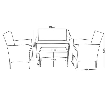 جلسة حديقة 4 مقاعد اسود