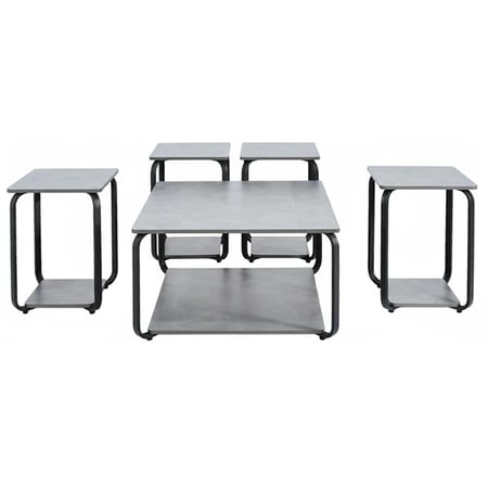 طقم طاولات خدمة 5 قطع 2 دور خشبي