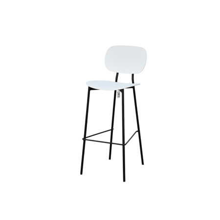 كرسي بار بلاسيتك بأرجل معدنية أبيض