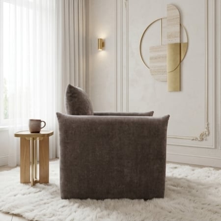 كرسي مفرد مودرن قماش رمادي تصميم مريح وأنيق