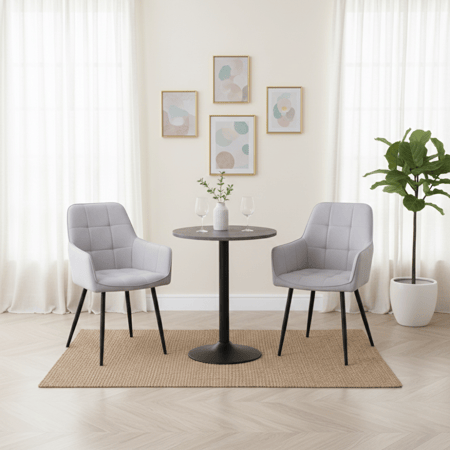 طقم طاولة دائرية مع كرسيين – تصميم عصري