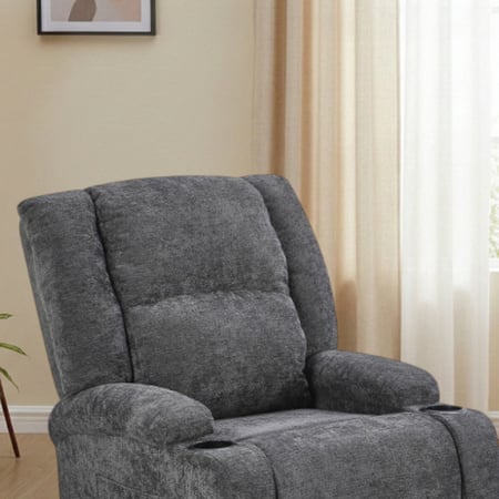 كرسي لواني استرخاء فخم ثابت قماشي مودرن رمادي غامق