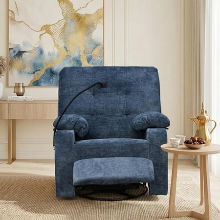 كرسي استرخاء فخم هزاز دوار مع حامل جوال أزرق