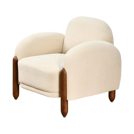 كرسي مفرد فخم قماش بهيكل خشبي مودرن بيج