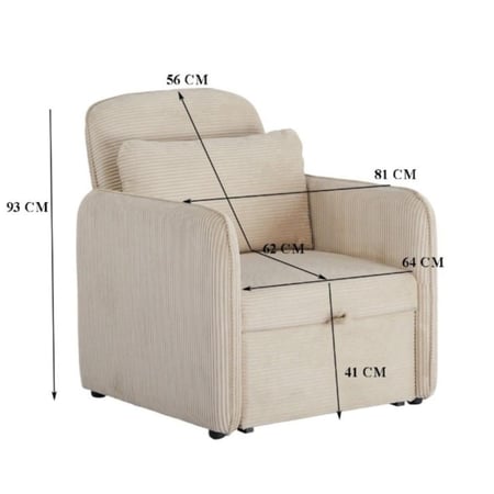 كرسي قابل للتعديل لسرير 2*1 مفرد بيج