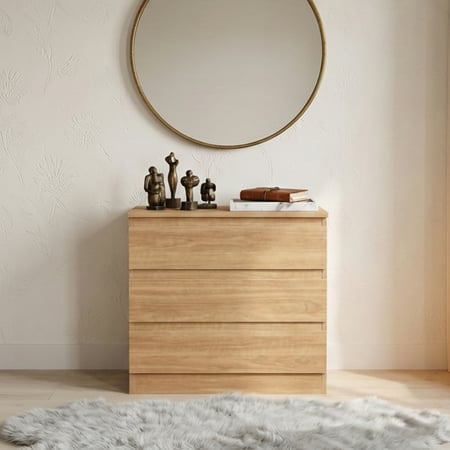 خزانة خشب بـ 3 أدراج تصميم عصري بيج