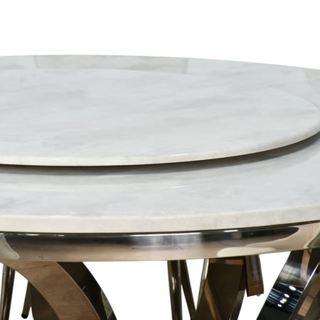 طاولة طعام فاخرة سطح رخام دوار 10 كراسي رمادي