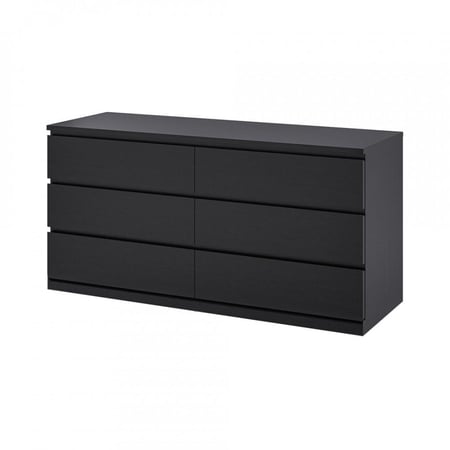 خزانة خشبية 6 أدرج لون أسود