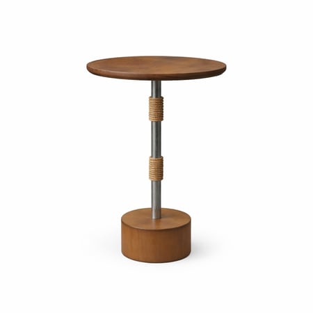 طاولة خدمة خشبية دائرية بقاعدة معدنية