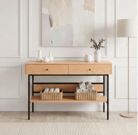 مدخل استقبال عصري خشب بأدراج ورف تخزين عملي