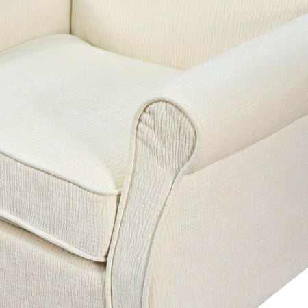 كرسي مفرد فخم قماش بهيكل خشبي مودرن أوف وايت