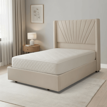 سرير خشبي بتنجيد مخملي عصري 120×200سم