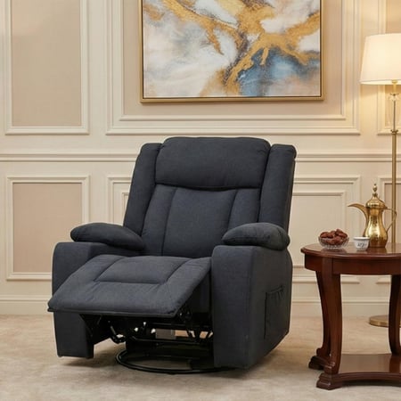 كرسي استرخاء هزاز دوار قماشي مودرن رمادي