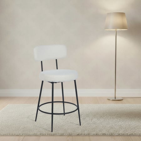 كرسي بار مودرن بتنجيد ناعم – لون أوف وايت أنيق