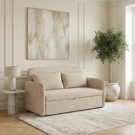 كنبة استرخاء مزدوجة قابلة للتحول إلى سرير – بيج