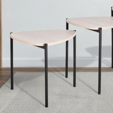 طقم طاولات خدمة 3 قطع خشب بأرجل معدنية