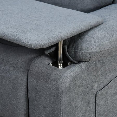 كرسي استرخاء هزاز دوار بطاولة وحامل جوال رصاصي غامق