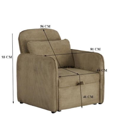 كرسي قابل للتعديل لسرير 2*1 مفرد بني