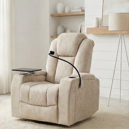 كرسي الملوك استرخاء هزار دوار بحامل جوال مع رف طاولة بيج