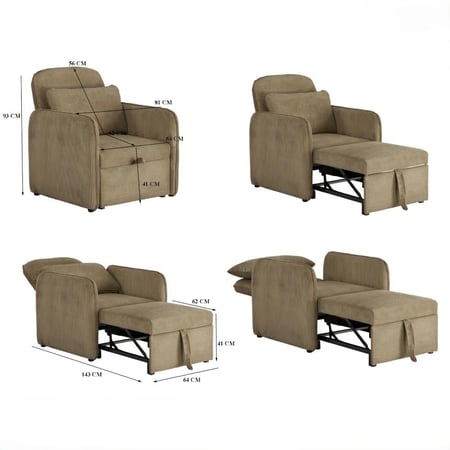 كرسي قابل للتعديل لسرير 2*1 مفرد بني