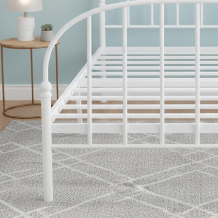 هيكل سرير معدني أبيض 180×200 سم