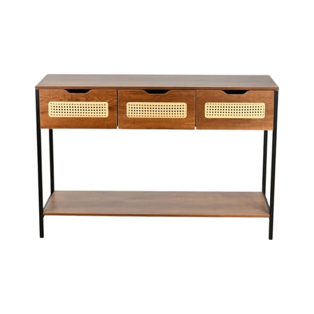 مدخل استقبال خشبي 2 دور بهيكل معدني مع أدراج بني