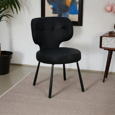 كرسي مفرد جلد بأرجل معدنية أسود