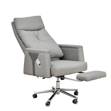 كرسي مكتب مودرن دوار جلد رمادي