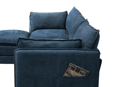 كنبة زاوية مودرن قماش عملية أزرق