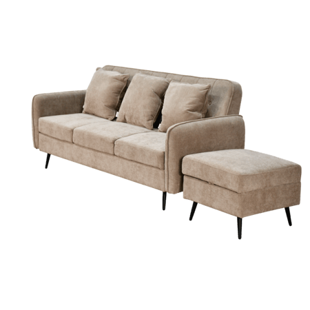 كنبة مودرن 3 مقاعد قماش مع صندوق تخزين