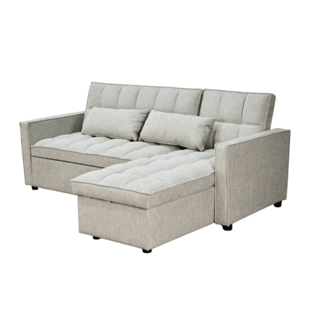 كنبة زاوية مودرن قماش قابلة للتحويل إلى سرير – بيج