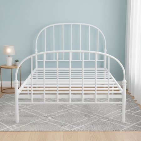 هيكل سرير معدني أبيض 180×200 سم
