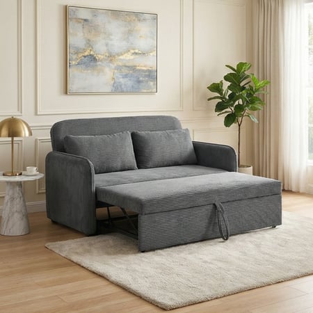 كنبة استرخاء مزدوجة قابلة للتحول إلى سرير – رمادي غامق