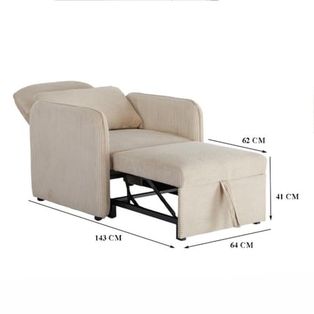 كرسي قابل للتعديل لسرير 2*1 مفرد بيج