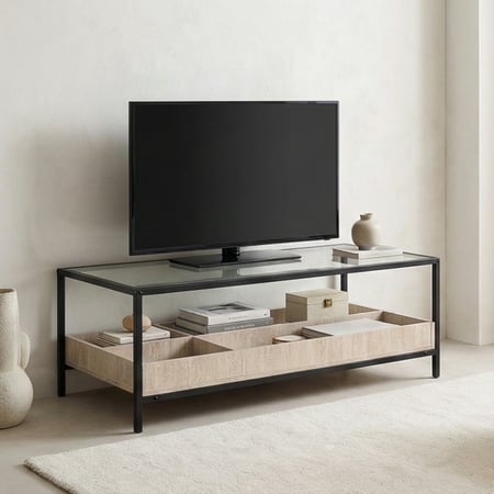 طاولة خدمة مفردة مودرن بسطح زجاجي بيج