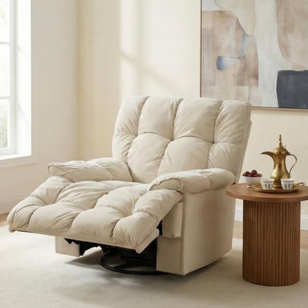 كرسي الغيمة استرخاء فخم هزاز دوار بحامل جوال بيج