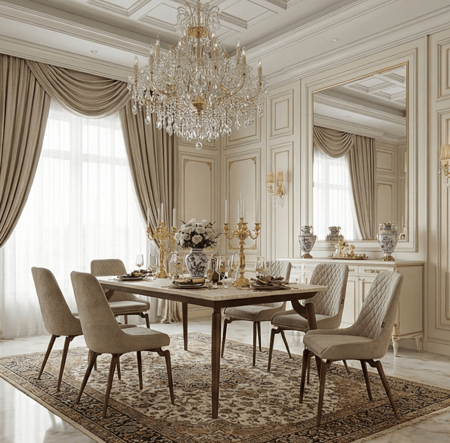 طاولة طعام مودرن خشب 6 كراسي كافيه