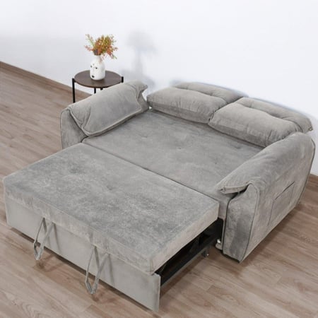 كنبة قابلة للتعديل إلى سرير - رمادي فضي