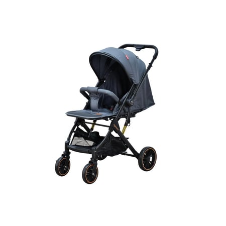 عربة أطفال قابلة للطي قماش بهيكل معدني رمادي غامق