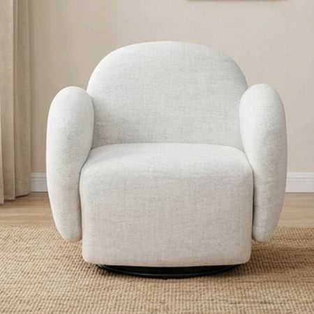 طقم كنب 2 مقعد فاخر مع كرسيين دوار وثابت أوف وايت