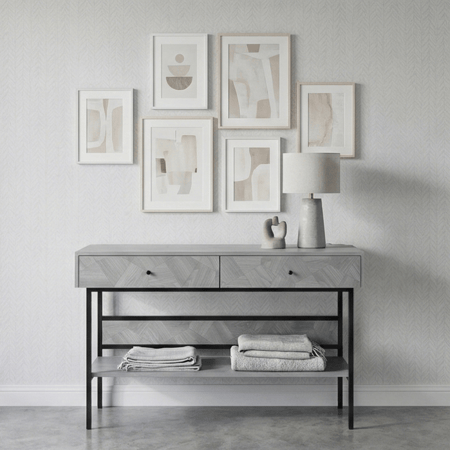 مدخل استقبال عصري خشب بأدراج ورف تخزين رمادي