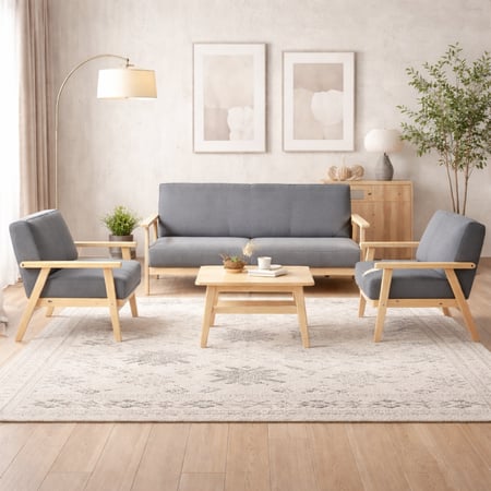 جلسة خارجية 5 مقاعد وطاولة خشب عصرية