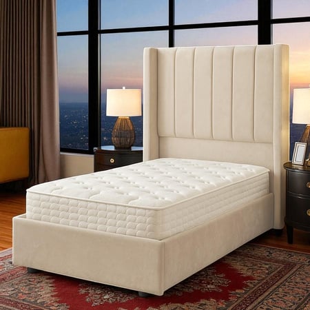 سرير خشبي بتنجيد مخملي عصري 90×190 سم