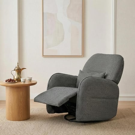 كرسي استرخاء فخم هزاز دوار قماشي مودرن