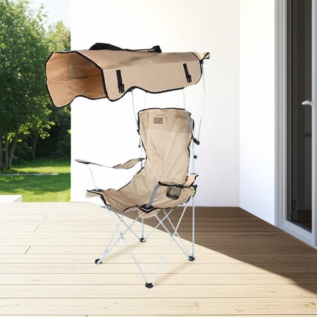 كرسي رحلات مع مظلة من القماش والمعدن