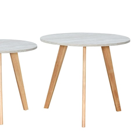 طقم طاولات خدمة 3 قطع من الخشب رمادي