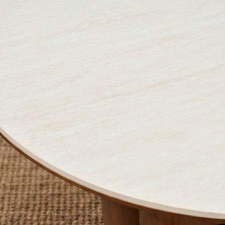 طاولة خدمة مفردة مودرن سطح رخام بقاعدة خشبية