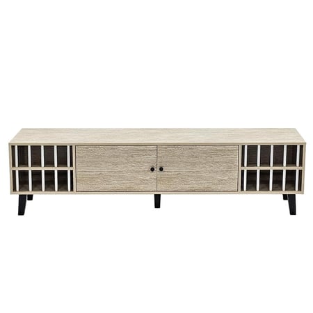 وحدة تلفاز خشبية مودرن بيج 180 سم