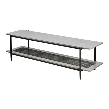 وحدة تلفاز خشب مع رف راتان بوهيمي عصري رمادي 160 سم