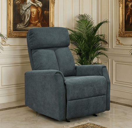 كرسي استرخاء هزاز فخم قماشي بهيكل معدني رمادي غامق